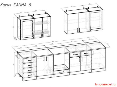 Гарнитур кухонный Гамма-5 фото 2